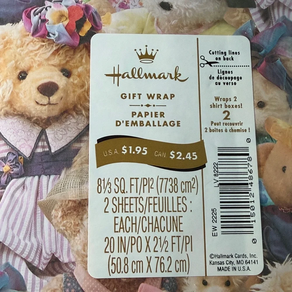 5/$25 VINTAGE Birthday Wrapping Paper Teddy Bears